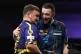 IN FOR THE WIN: Luke Humphries (right) celebrates victory ag