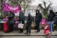 A queue forms at foodbank in north London, March 2021