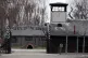 ARBEIT MACHT FREI: A general view of the gates at Auschwitz 