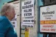 A woman heads to the polls in Bridgend, Wales