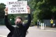 A protester outside Belmarsh prison, where Julian Assange is