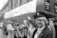 MUSICAL PROTEST: A £50m cheque on the side of a bus is deli