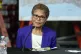 Los Angeles Mayor Karen Bass listens as US President Donald Trump participates in a briefing in Los Angeles, January 24, 2025