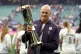England head coach John Mitchell with the trophy after the Guinness Women's Six Nations match at Allianz Stadium, London, April 26, 2025