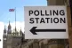 Signage outside a polling station in central Westminster, London
