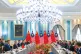 SEIZING THE DAY: Chinese President Xi Jinping and Malaysian Prime Minister Anwar Ibrahim, (first from left and right respectively) attend the bilateral meeting between the Malaysian and the Chinese delegations, at the official residence of the Malaysian prime minister in Putrajaya, outside Kuala Lumpur, Malaysia, on April 16 2025