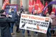 Members of the UNISON, GMB, Unite and the EIS trade unions protest outside City Chambers, George Square, Glasgow, calling on the city's politicians to refuse to make any further cuts by setting a one year no-cuts budget, February 2025