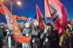 Golden Dawn members hold flags with the meander symbol at a rally outside of party HQ, Athens, March 2015 / Pic: DTRocks/CC