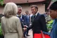 Vietnam's Communist Party General Secretary To Lam shakes hands with French President Emmanuel Macron, as his wife, Brigitte Macron, looks on, ahead of a luncheon at Van Mieu, in Hanoi, Vietnam, May 26, 2025