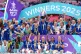 Chelsea's Millie Bright (centre) lifts the FA Cup trophy with team-mates following victory in the Adobe Women's FA Cup Final match at Wembley Stadium, London, May 18, 2025