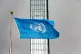 The United Nations flag flies on a stormy day at the U.N. during the United Nations General Assembly, September 22, 2022