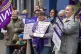 Striking school support workers taking part in a demonstration outside First Minister John Swinney's constituency office in Blairgowrie, October 24, 2024