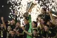 Mexico players and staff celebrate after their win in the CONCACAF Gold Cup final soccer match against the United States in Houston, Sunday, July 6, 2025