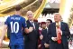 President Donald Trump (from right) and FIFA President Gianni Infantino present Chelsea's Cole Palmer with the golden ball trophy after Chelsea won against Paris St Germain in the Club World Cup final, at MetLife Stadium in East Rutherford, N.J., July 13 