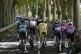 The group with Slovenia's Tadej Pogacar, wearing the overall leader's yellow jersey, center, rides during the fifteenth stage of the Tour de France cycling race over 169.3 kilometers with start in Muret and finish in Carcassone, France, July 20, 2025