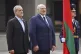 Belarusian President Alexander Lukashenko (centre) and Iranian President Masoud Pezeshkian (left) attend a welcome ceremony prior to their talks in Minsk, Belarus, August 20, 2025. Photo: Belarusian Presidential Press Service via AP