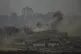 Smoke rises amid destroyed buildings following an Israeli shelling in the Gaza Strip, as seen from southern Israel, August 1, 2025