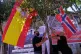 RESPECT EARNED: Palestinian activists hang the flags of Spain and Norway in the West Bank city of Ramallah, in recognition of their diplomatic efforts for Palestine, September 16 2025