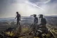CLIMATE CHANGE: Firefighters tackle a wildfire on Saddleworth Moor, Greater Manchester, June 2018