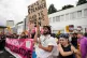 People take part in a Stand Up To Racism counter protest outside the Cladhan Hotel in Falkirk, August 30, 2025