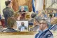 This artist sketch depicts Salah Al-Ejaili, foreground right with glasses, a former Al-Jazeera journalist, before the U.S. District Court in Alexandria, Va., April 16, 2024