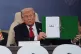 NO PEACE: Trump holds a signed document during a summit to support the ceasefire deal, in Sharm El Sheikh, Egypt, October 13 2025