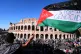 Pro-Palestinian demonstrators pass in front of Rome's Colosseum, October 4, 2025, during a march calling for an end to the war in Gaza