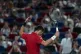Novak Djokovic of Serbia cheers after scoring a break point against Zizou Bergs of Belgium during the men's singles quarterfinal match of the Shanghai Masters tennis tournament at Qizhong Forest Sports City Tennis Center, in Shanghai, China, October 9