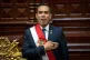 Peru's former president of the Congress Jose Jeri, sings the national anthem after being sworn-in as the interim president in Lima, Peru, October 10, 2025
