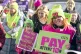 Teachers from the Educational Institute of Scotland (EIS) union take part in a rally outside the constituency office of Education Secretary Shirley-Anne Somerville in Dunfermline, Fife, February 22, 2023