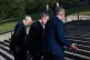 Prime Minister Keir Starmer (centre) Northern Ireland Secretary Hilary Benn (left), walk with Edwin Poots, Speaker of the Northern Ireland Assembly (right), as they arrive at Parliament Buildings, Stormont, July 8, 2024