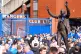 Rangers fans by a statue of former Rangers manager Walter Smith outside the stadium before the William Hill Premiership match at Ibrox Stadium, Glasgow, August 31, 2025