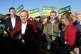 Plaid Cymru Leader Rhun ap Iorwerth (left) and Deputy Leader Delyth Jewell (right) listen as newly elected Senedd member Lindsay Whittle speaks during a rally at Caerphilly Castle after victory for the party in the Caerphilly by-election, October 24, 2025