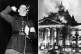 (Right) The Reichstag burns on February 27 1933. (left) Sir Oswald Mosley addressing the faithful / Pic: (R) Bundesarchiv/CC