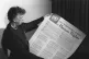 Eleanor Roosevelt holding poster of the Universal Declaration of Human Rights (in English), Lake Success, New York, November 1949