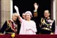 Left to right; Louis Mountbatten, Elizabeth and Philip Windsor wave from the balcony of Buckingham Palace, June 1977