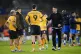Wolverhampton Wanderers manager Rob Edwards, Jorgen Strand Larsen (centre) and Andre (left) dejected at the final whistle after the Premier League match at Molineux Stadium, Wolverhampton, November 22, 2025