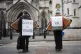 Campaigners outside the Royal Courts of Justice, central London, where Palestine Action co-founder Huda Ammori is taking legal action against the Home Office's decision to proscribe the group under anti-terror laws, November 27, 2025