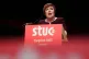 STUC general secretary Roz Foyer addresses the 128th Scottish Trades Union Congress (STUC) Annual Congress at Caird Hall, Dundee, April 29, 2025