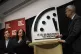 The Bulletin of the Atomic Scientists members (from left) Jon B. Wolfsthal, Asha M. George and Steve Fetter, reveal the Doomsday Clock, set to 85 seconds to midnight, January 23, 2026, in Washington