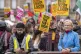 Activists from Stand Up To Racism Scotland gather in Glasgow's George Square, in a counter protest to a far-right rally, September 7, 2024
