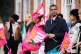 Daniel Kebede, the General Secretary of the National Education Union (NEU), joins a picket line at Regent High School in north west London, July 5, 2023
