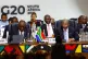 South African President Cyril Ramaphosa and Chairperson of the African Union Joao Lourenco attend a plenary session on the opening day of the G20 Summit, in Johannesburg, South Africa, November 22, 2025