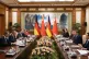 Chinese President Xi Jinping, second from right, meets with German Chancellor Friedrich Merz, second left, at the Diaoyutai State Guesthouse in Beijing, China, February 25, 2026