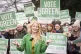 Green Party Gorton and Denton by-election candidate Hannah Spencer speaking to Green Party volunteers at Granada Park in Denton, February 7, 2026