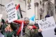 Protesters celebrate outside the High Court, central London, after it rules in favour of Palestine Action's co-founder Huda Ammori's challenge over the ban of the organisation as a terror group, February 13, 2026