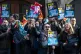 Members of the National Education Union (NEU) hold a rally outside the Department for Education (DfE) in London, November 28, 2024