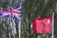 A Union Jack flag and the flag of China outside British Steel in Scunthorpe, Lincolnshire, April 14, 2025