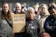 People take part in a Stand Up To Racism counter protest during a protest by people attending a Save Our Future & Our Kids Futures protest outside the Cladhan Hotel in Falkirk, which is housing asylum seekers, September 21, 2025