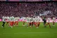 Bayern players celebrate after their team clinched the German league title after a Bundesliga soccer match between Bayern and Stuttgart in Munich, Germany, April 19, 2026